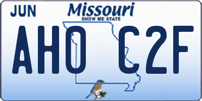 MO license plate AH0C2F