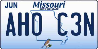 MO license plate AH0C3N