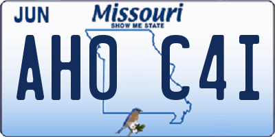MO license plate AH0C4I