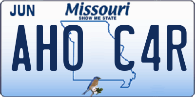 MO license plate AH0C4R