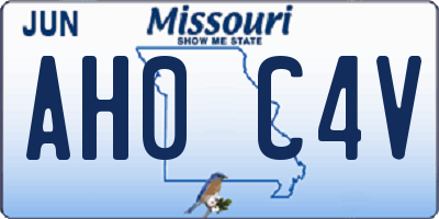 MO license plate AH0C4V