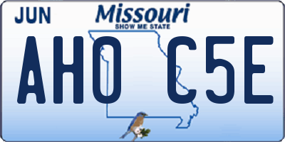 MO license plate AH0C5E