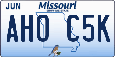 MO license plate AH0C5K