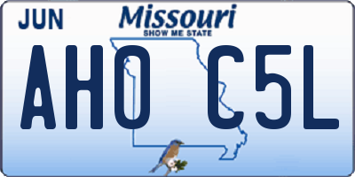 MO license plate AH0C5L