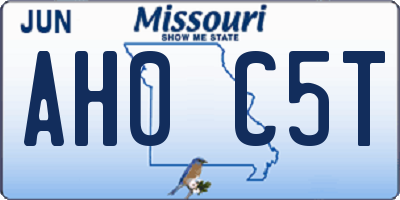 MO license plate AH0C5T