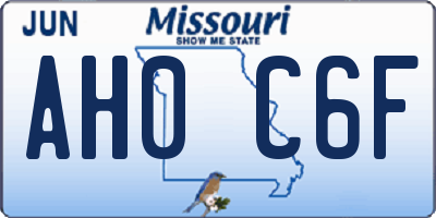 MO license plate AH0C6F