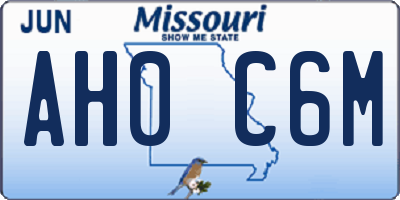 MO license plate AH0C6M