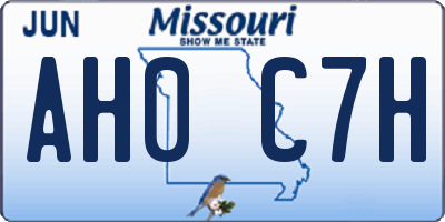 MO license plate AH0C7H