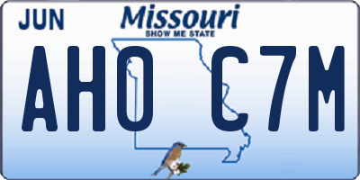 MO license plate AH0C7M