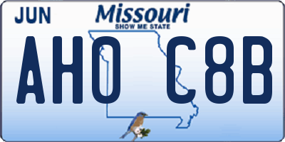 MO license plate AH0C8B