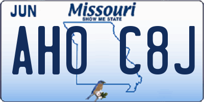 MO license plate AH0C8J