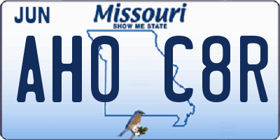 MO license plate AH0C8R