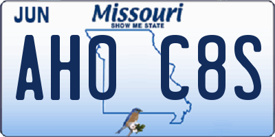 MO license plate AH0C8S