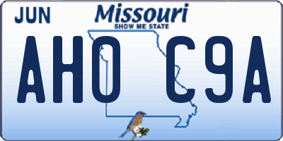 MO license plate AH0C9A