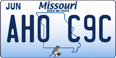 MO license plate AH0C9C