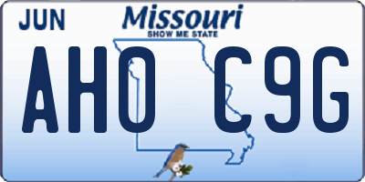 MO license plate AH0C9G