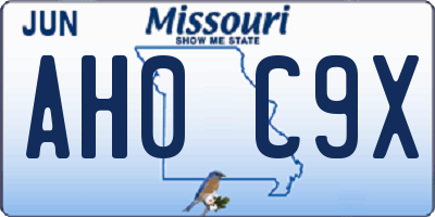 MO license plate AH0C9X