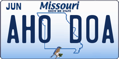 MO license plate AH0D0A