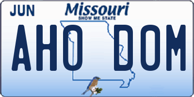 MO license plate AH0D0M