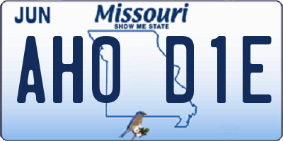 MO license plate AH0D1E