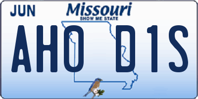 MO license plate AH0D1S