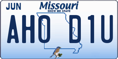 MO license plate AH0D1U
