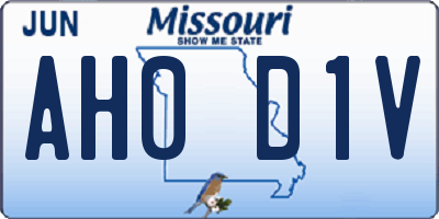 MO license plate AH0D1V