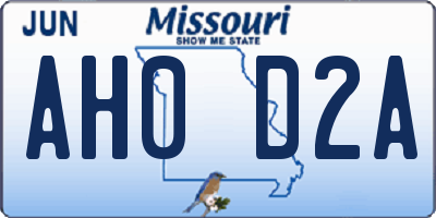 MO license plate AH0D2A