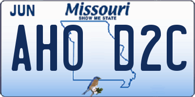 MO license plate AH0D2C