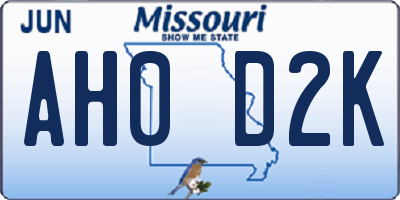MO license plate AH0D2K