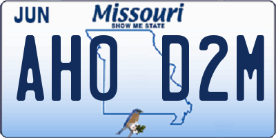 MO license plate AH0D2M