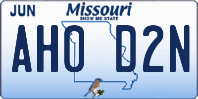 MO license plate AH0D2N