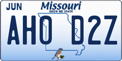 MO license plate AH0D2Z