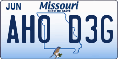 MO license plate AH0D3G