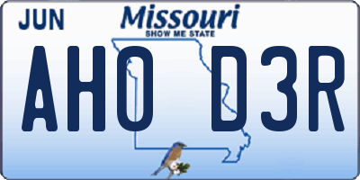 MO license plate AH0D3R