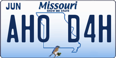MO license plate AH0D4H
