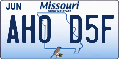 MO license plate AH0D5F