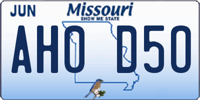 MO license plate AH0D5O