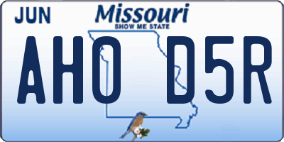 MO license plate AH0D5R