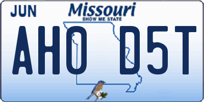 MO license plate AH0D5T