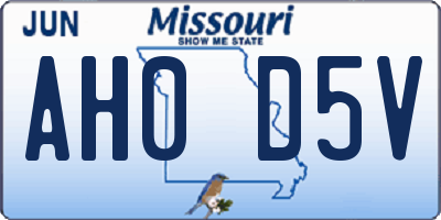 MO license plate AH0D5V