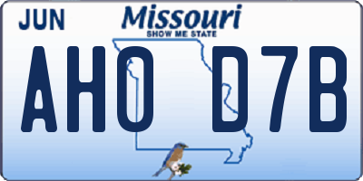 MO license plate AH0D7B