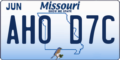 MO license plate AH0D7C