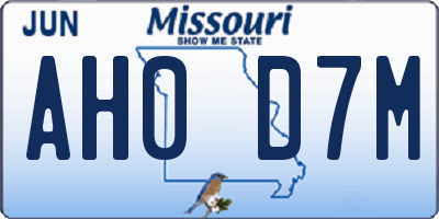 MO license plate AH0D7M