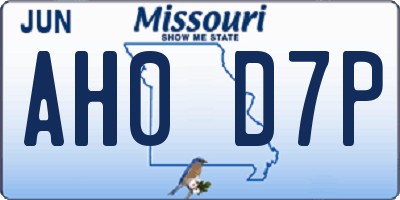MO license plate AH0D7P