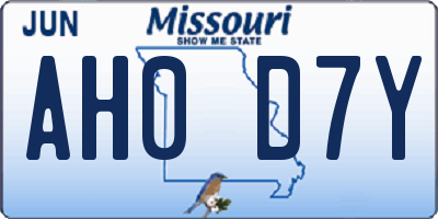 MO license plate AH0D7Y