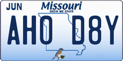 MO license plate AH0D8Y