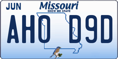 MO license plate AH0D9D