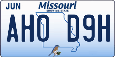 MO license plate AH0D9H