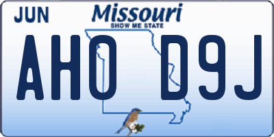 MO license plate AH0D9J